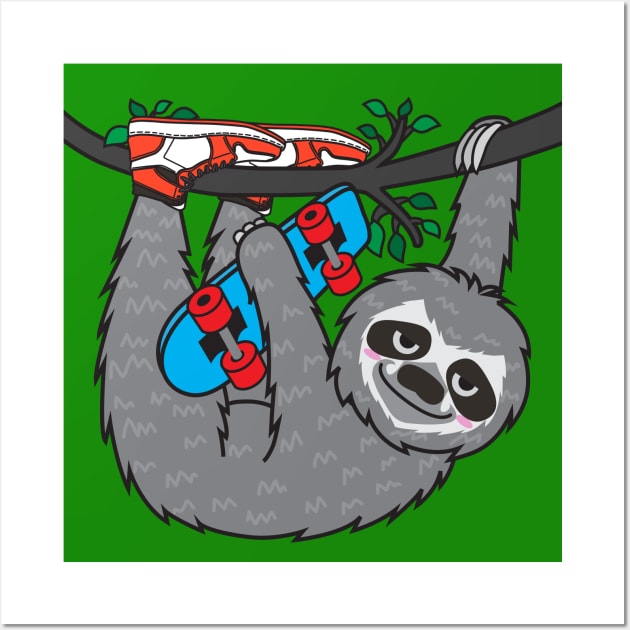 Sloth Skater Wall Art by Plushism